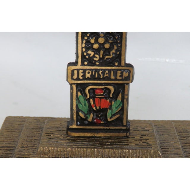 Jerusalem Seven Branch Brass Menorah Enamel Shields 12 Tribes of Israel 4504b For Sale - Image 10 of 14