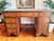 Antique Twin Pedestal Desk in Yew Wood with Leather Top, 1980s For Sale - Image 9 of 18
