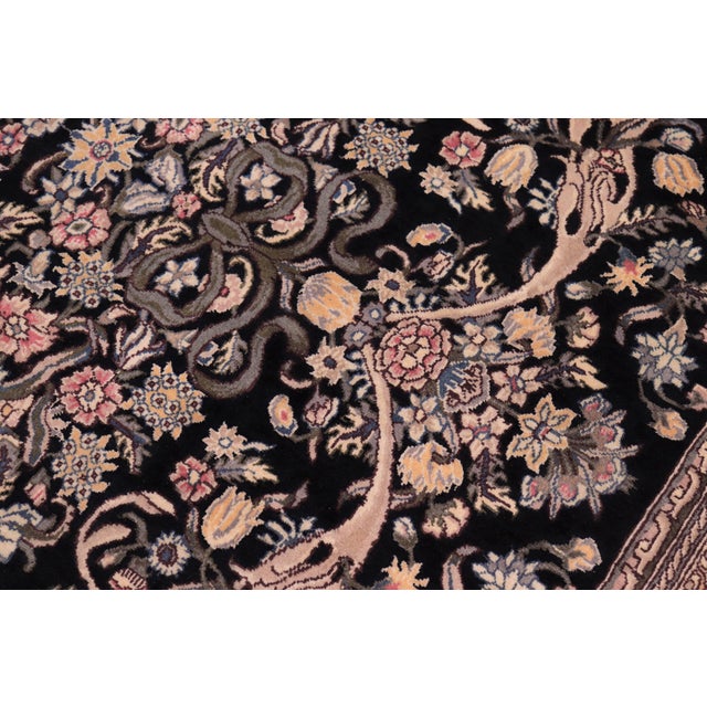 Shabby Chic Art Nouveau Pak-Persian Black/Black Wool Rug - 9'2'' X 12'4'' For Sale - Image 3 of 9