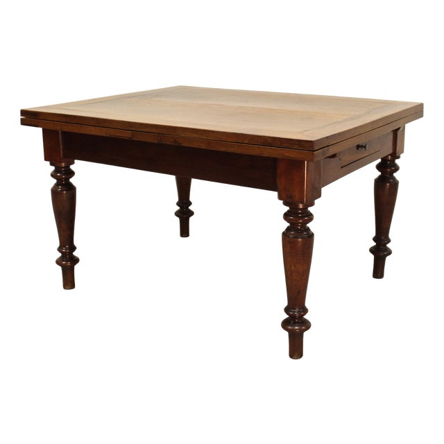 Italian Extendable Walnut Table, 19th Century For Sale