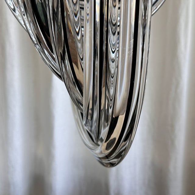 Curved Murano Crystal Glass Ribbon Chandelier attributed to Paolo Venini, 1960s For Sale - Image 16 of 18