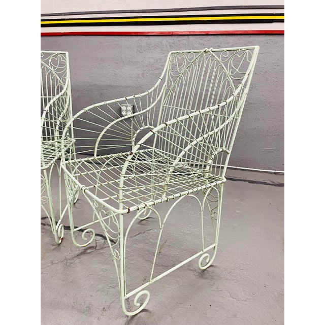 Vintage Wrought Iron Outdoor Patio Chairs For Sale - Image 4 of 11