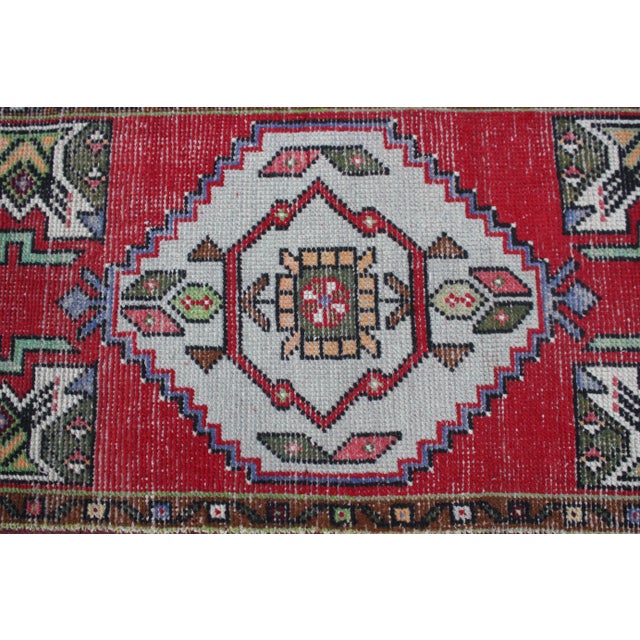 Red 1960s Turkish Traditional Geometric Rug For Sale - Image 8 of 13
