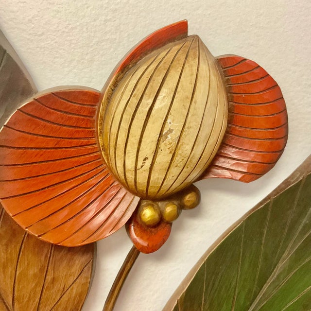1960s Mid-Century Syroco Wild Flowers Wall Sculpture - 2