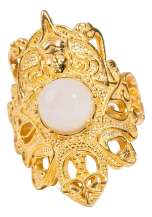 Eternal Grace Pearl Gold Adjustable Ring, Size 8