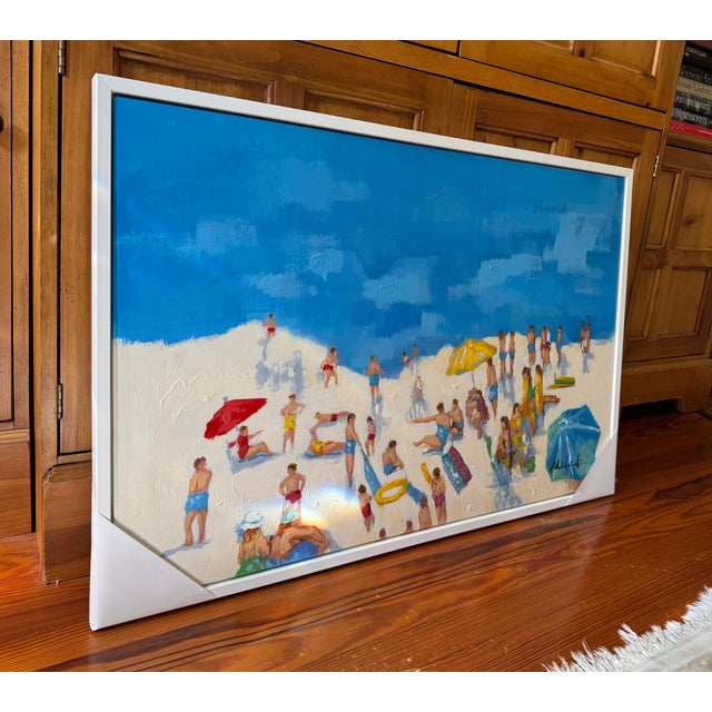Postmodern "Blue Sky, White Sand" Oil Painting on Canvas, Signed Munck For Sale - Image 3 of 5