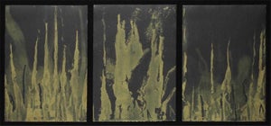 Moshe Gershuni, Triptych Israeli Modernist Abstract Gold Paint Prints Bezalel Artist Gershuni, 1994