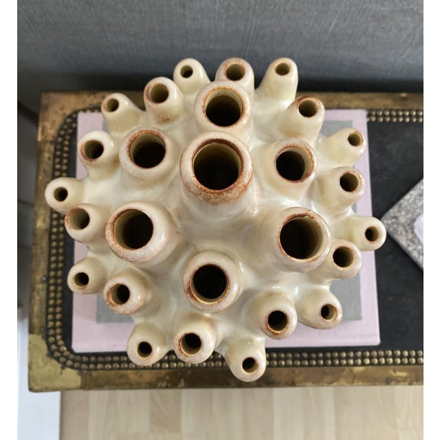 Coral-Shaped Italian Sculptural Beige Ceramic Vase attributed to Bertoncello, 1960s For Sale - Image 4 of 18