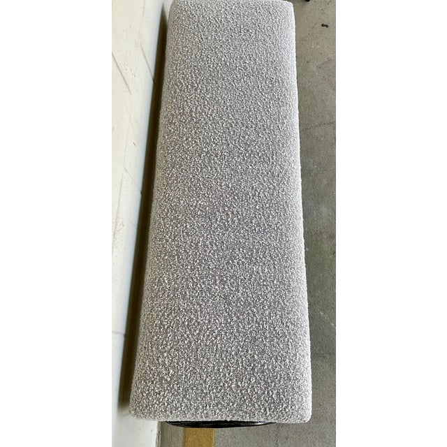 Modern Modern Gray Boucle Chiseled Iron Bench For Sale - Image 3 of 5