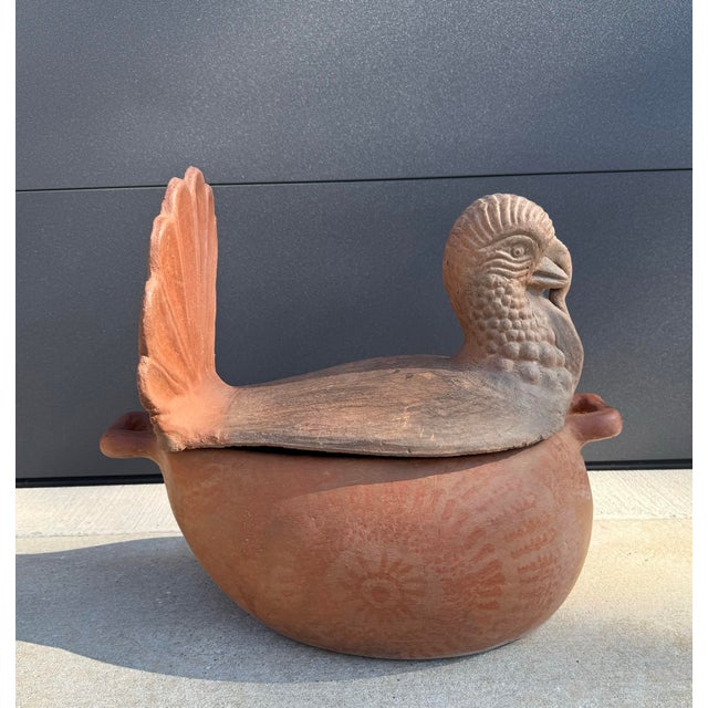 American Large Vintage Terra Cotta Turkey Shaped Centerpiece For Sale - Image 3 of 12