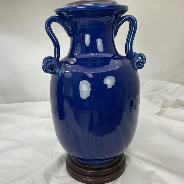 Blue The Bradburn Gallery Cobalt Ceramic Lamp Pair For Sale - Image 8 of 17