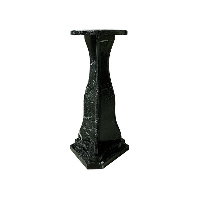 Verdi Alpi Marble Art Nouveau Style Short Pedestal For Sale
