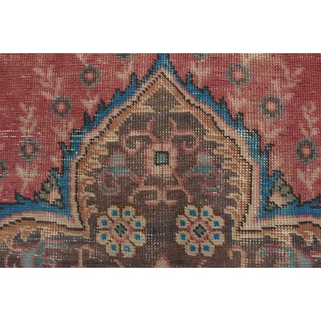 Tabriz Rug 9’5” X 12’5” Pink Wool Vintage Distressed Hand-Knotted Carpet For Sale - Image 9 of 15