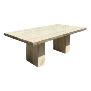 Vintage Italian Stone International Raw Edge Stone Dining Table For Sale