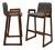 1960s Pair Danish Modern Teak Barstools - Mid Century Upholstered Bar Stools For Sale