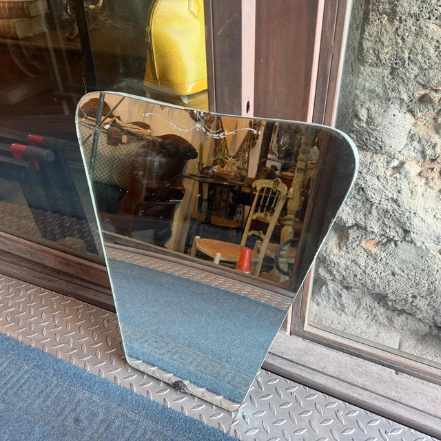 1930s Gio Ponti Style Art Deco Etched Glass and Brass Italian Wall Mirror For Sale - Image 10 of 12