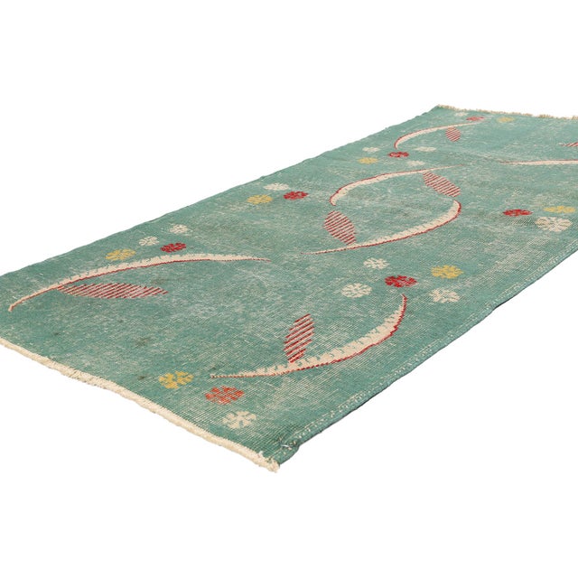 54092 Zeki Muren Vintage Turkish Sivas Rug, 03'00 x 05'11. The Celestial Crescendo: A Zeki Müren Sivas Masterpiece of...