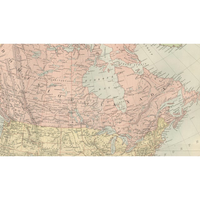 Antique North America Map from Bartholomew, 1884 For Sale - Image 4 of 10