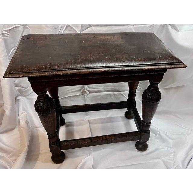 Antique 1800s English Oak Joint Stool/Side Table For Sale - Image 12 of 15