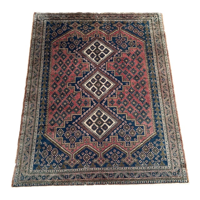 Hand Knotted Vintage Afshar Design Tribal Rug For Sale