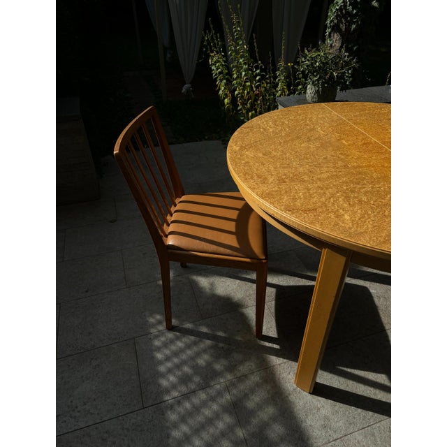 Beige Round Wooden Extendable Table, Sweden, 1960s For Sale - Image 8 of 18