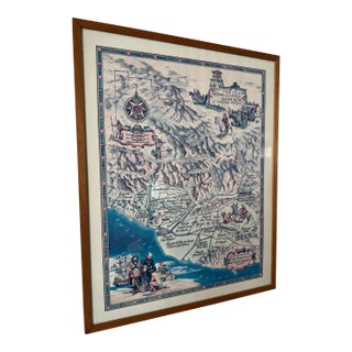 1965 Leavitt Dudley Pictorial Map of the Spanish/Mexican Ranchos Ventura Ca. For Sale