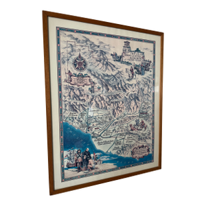 1965 Leavitt Dudley Pictorial Map of the Spanish/Mexican Ranchos Ventura Ca.