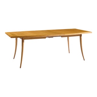 Harvey Probber Mid Century Bleached Mahogany Saber Leg Expanding Dining Table With 1 Leaf For Sale