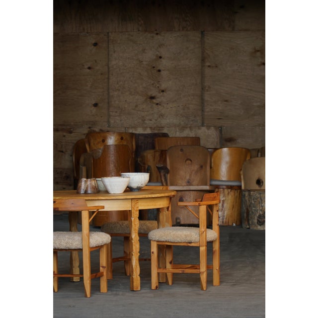 Mid-Century Modern Round Oak Dining Table with Three Extensions, 1960s For Sale - Image 14 of 18