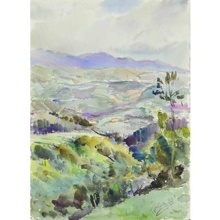 Carlo Ravagnan, Landscape, Watercolor on Paper, 1970s For Sale