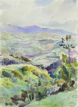 Carlo Ravagnan, Landscape, Watercolor on Paper, 1970s
