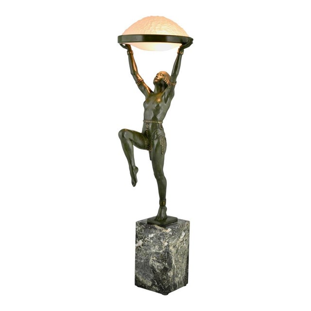 Art Deco Lamp with Dancer by Max Le Verrier, 1930s For Sale - Image 4 of 12