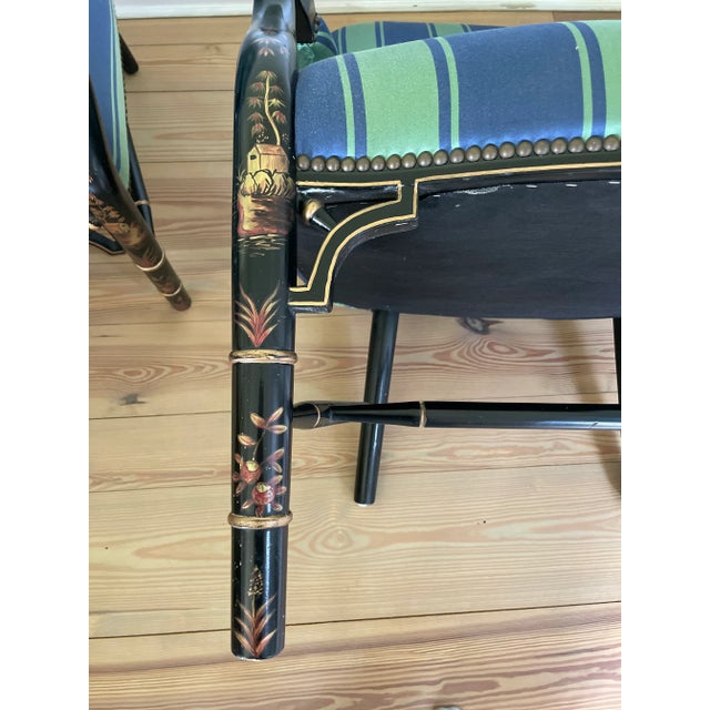 Ralph Lauren Ralph Lauren Home Lacquered Chinoiserie Upholstered Armchairs - Set of 2 For Sale - Image 4 of 10