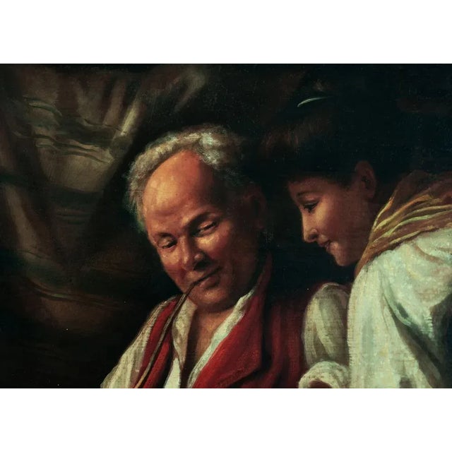 Rustic Rustic Figures, 1950s, Large Oil on Canvas For Sale - Image 3 of 10