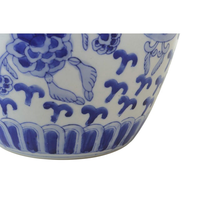 Blue and White “Double Happiness” Ceramic Temple Jar For Sale - Image 4 of 6