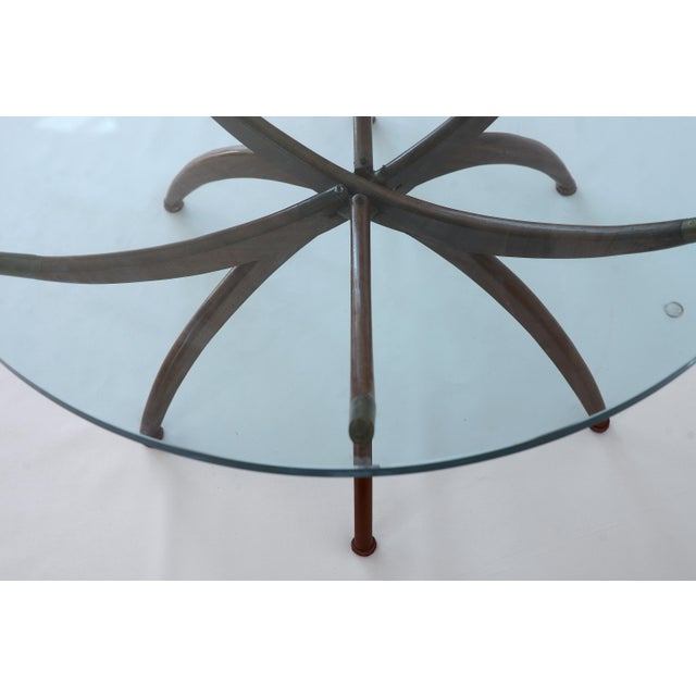 Wood Mid Century Spider Legs Coffee Table With Glass Top For Sale - Image 7 of 16