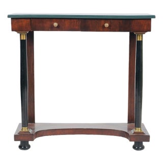 Glorya Kaufman Estate, Empire Revival Console Table Ebonized Columns & Brass Mounts 20th C. For Sale