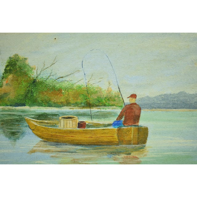 "Fisherman on a Lake" 1978 by Geneva Litchfield For Sale In New York - Image 6 of 6