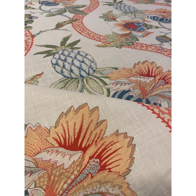 Traditional Cowtan & Tout's "Windermere Coral & Blue" Pineapple Motif Fabric- 4 Yards For Sale - Image 3 of 6