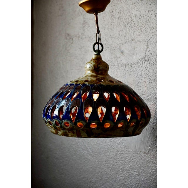 Large Brutalist Style Ceramic Sandstone Chandelier, 1970s For Sale - Image 14 of 15