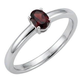 Garnet Oval Cut Gemstone Ring, 925 Sterling Silver Handmade Simple Garnet Ring Us 7 For Sale