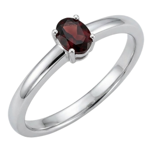 Garnet Oval Cut Gemstone Ring, 925 Sterling Silver Handmade Simple Garnet Ring Us 7