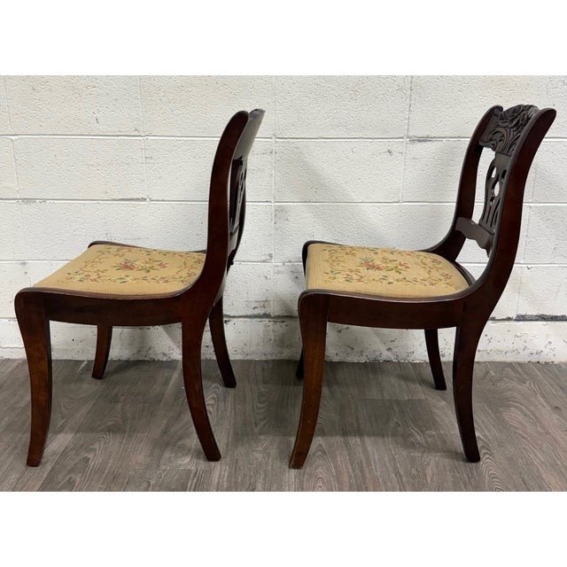 Vintage Associated Factories Duncan Phyfe Regency Style Mahogany Dining Chairs For Sale - Image 11 of 14