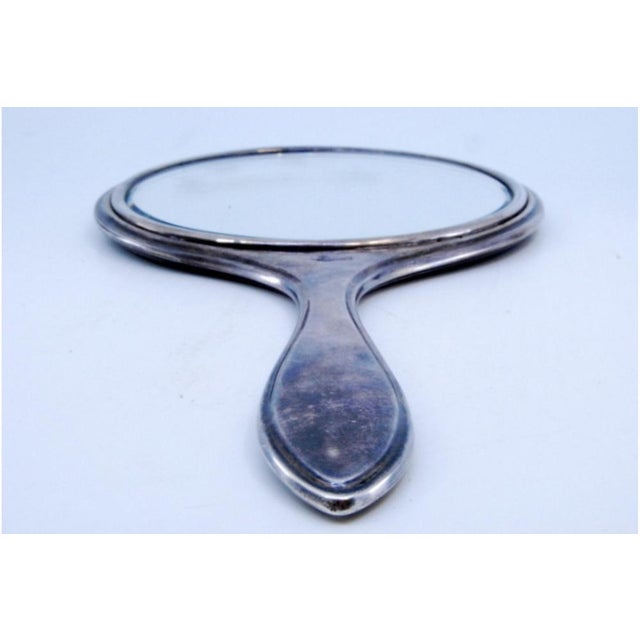 Round Hand Mirror in Plain Silver with Sunbeams Behind It For Sale - Image 6 of 9