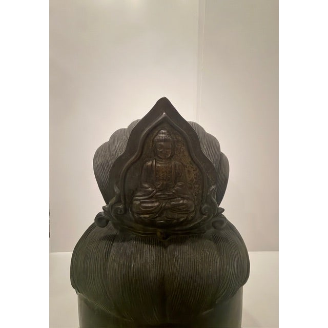 Large 19th Century Bronze Buddha Head For Sale - Image 9 of 10
