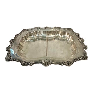 Vintage Sheffield Rococo Silver Plate Over Copper Divided Serving Dish For Sale