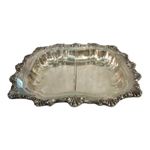 Vintage Sheffield Rococo Silver Plate Over Copper Divided Serving Dish