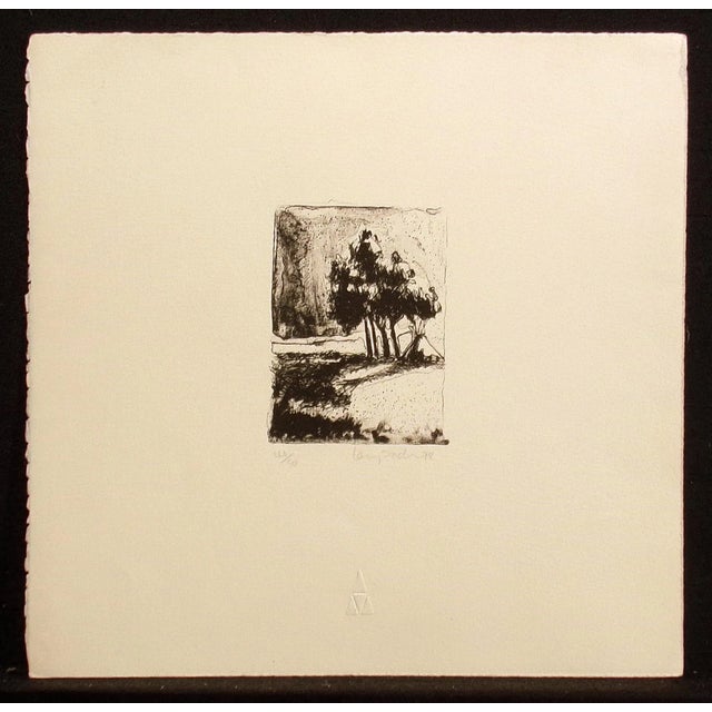 1980s Larry Fodor "Trees and Teepee" Original Signed Numbered Lithograph For Sale - Image 5 of 5