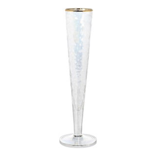 Aperitivo Slim Champagne Flute- Luster w/ Gold Rim, Set of 4 For Sale