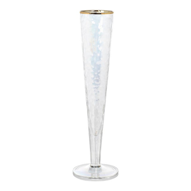 Aperitivo Slim Champagne Flute- Luster w/ Gold Rim, Set of 4 For Sale